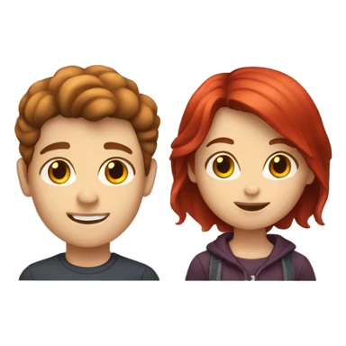 Brown hair boy and red hair girl sticker