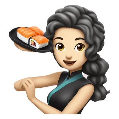 Figure skater eating sushi sticker