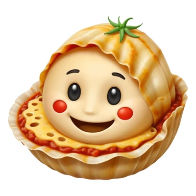 Stuffed shell with face sticker