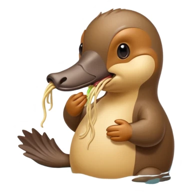 Platypus eating noodle sticker