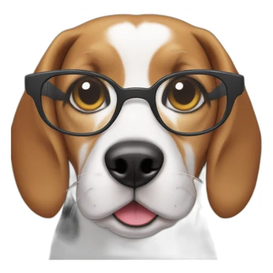 Intellectual happy beagle dog, glasses in her eyes sticker