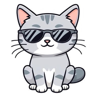 Gray cat with sunglasses sticker