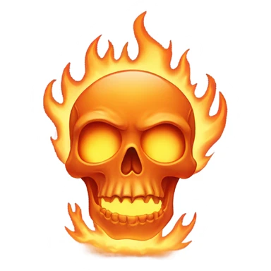 Glowing orange skull surrounded by fire sticker