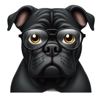 Solid Black bulldog with readng glasses sticker