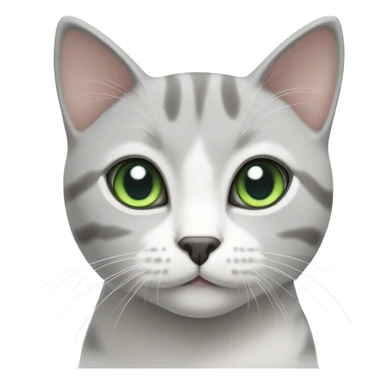 grey and white shorthair cat, one blue eye one green eye sticker