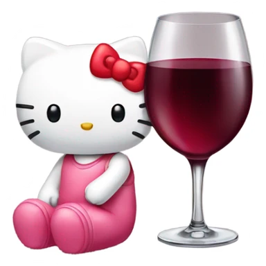 Hello Kitty drinking red wine sticker