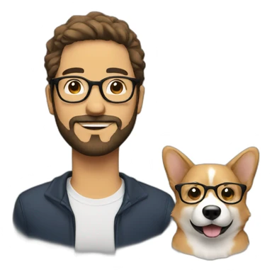 man white with glasses and beard on a corgy sticker