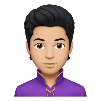 Prince Rogers Nelson with olive skin, black hair, purple outfit sticker