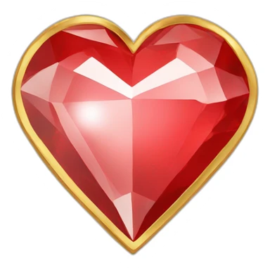Red heart diamond with gold border sticker