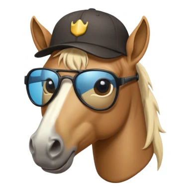 a horse wearing a cap and sunglasses  sticker