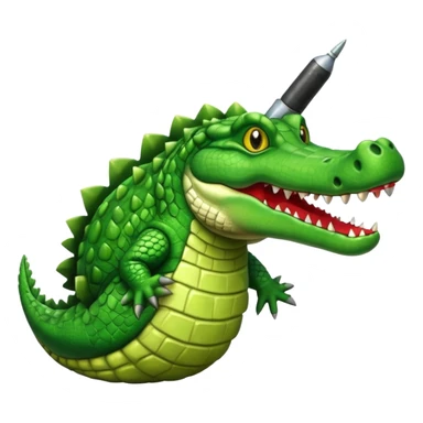 A crocodile with a bomb sticker