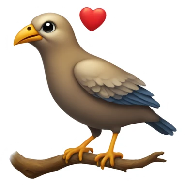 bird with heart sticker