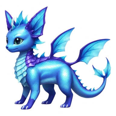 Shiny Nebulae Purrloin-Lumineon-Vaporeon-Amaura-Dragonair-Fakémon-hybrid-creature (full body)  sticker