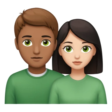A boyfriend with light brown hair and green eyes next to his girlfriend with brown eyes and black hair sticker