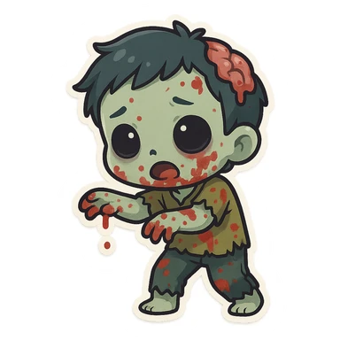 zombie covered in blood, cartoon style sticker