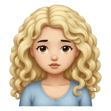 black hair blond girl with long curly hair make her little chubby sleepy  sticker