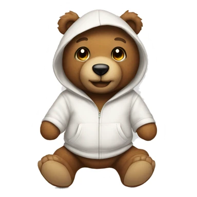 Brown teddy bear with white hoodie sticker