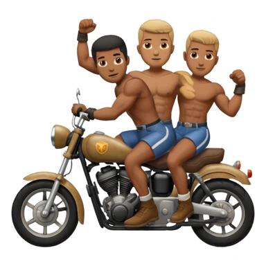 Black big men without shirt riding an old small motorcycle sticker
