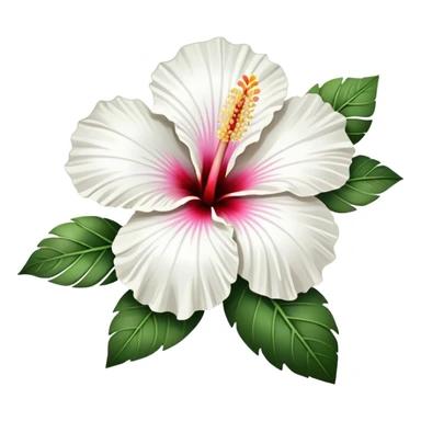 single white Hawaiian hibiscus, straight stem sticker