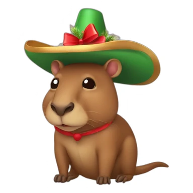 Capibara con sombrero de navidad sticker
