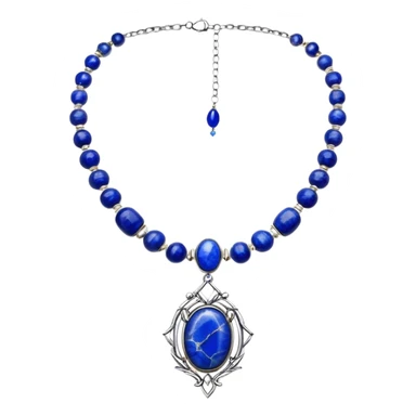 mystical necklace with lapis lazuli stone, glowing blue with white veins sticker