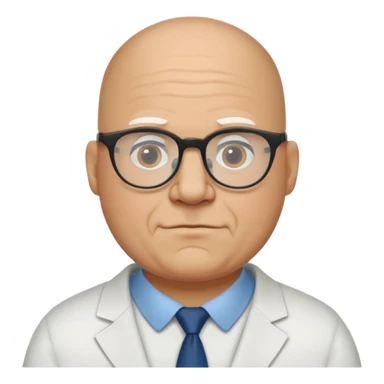 a big bald guy with glasses names lester griel sticker