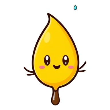 cartoon poop character facing off against a cartoon yellow droplet character, playful sticker