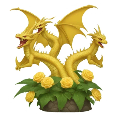 three-headed king ghidorah holding flower sticker