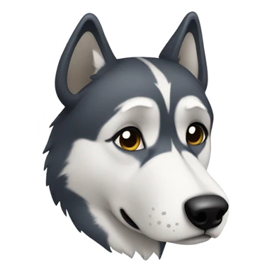Huskey with a sad face sticker