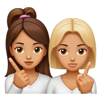 Two girls with a middle finger sticker