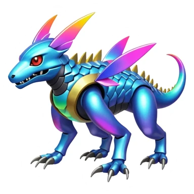  exotic colorful Protogen-Fakémon-Pokémon-Spectrobes-Digimon-Vernid-creature (full body) sticker