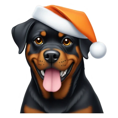 Rottweiler wearing an orange Santa hat  sticker