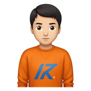 a man with short hair wear a ktm sweater sticker