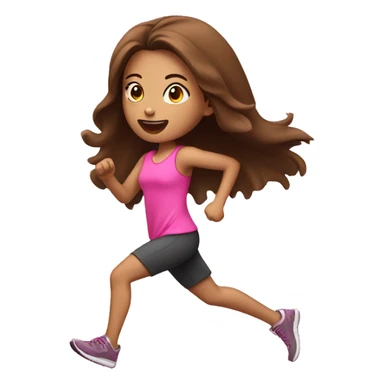 A brown hair girl running wearing pink  sticker
