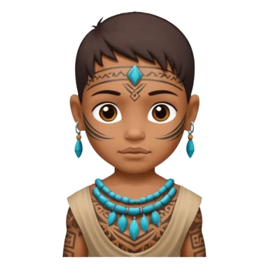 tatooed baby on neck and face, tribal ancient, half body sticker