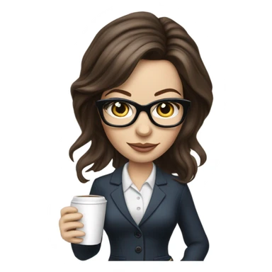 Lifelike Kate Beckinsale blue eyes wearing glasses in a business dress drinking a cup of tea  sticker