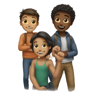 happy girl with boys sticker