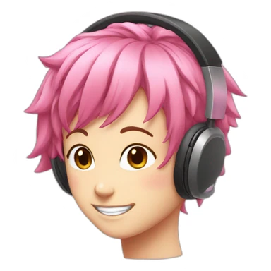 happy-anime-head-pink-hair-headphones sticker