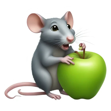 A rat eating a green apple  sticker