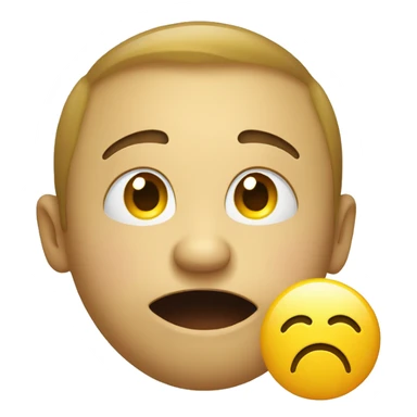 yellow round emoji, confused, one raised eyebrow, smiling mouth sticker