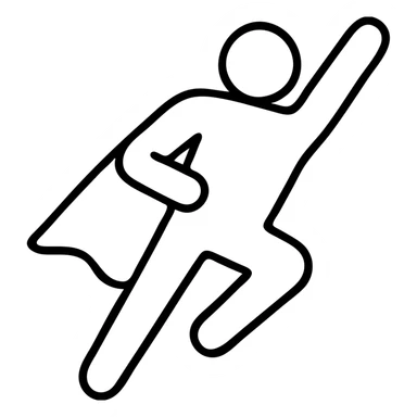 Superhuman hero figure with muscular build in flight pose sticker