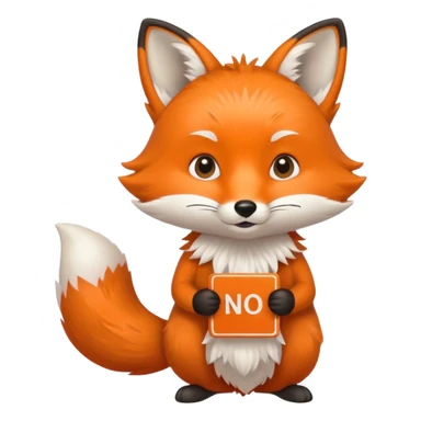 a fox HOLDING a no sign sticker