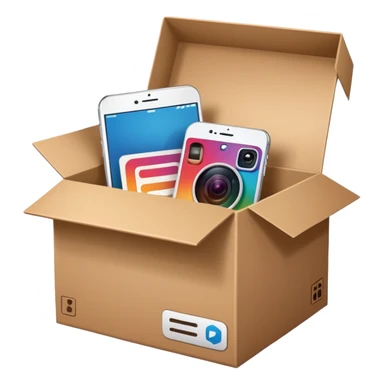 a box open with swipe files inside and instagram logo on the box sticker