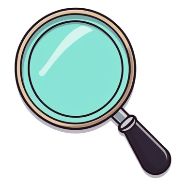 magnifying glass on a digital interface, cartoonish sticker style sticker