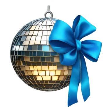 Disco ball with blue bow  sticker