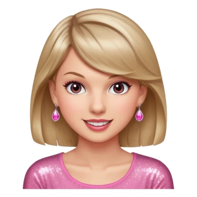 Taylor Swift smile in a sparkling pink top sticker