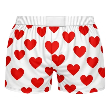 Red heart patterned white pair of boxers sticker