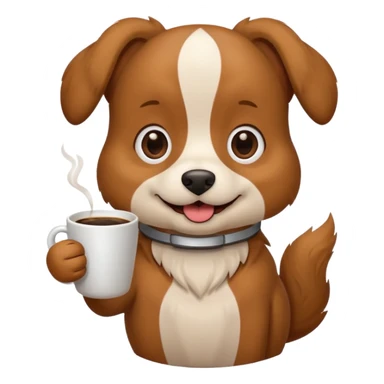 Dog with a cup of coffee sticker
