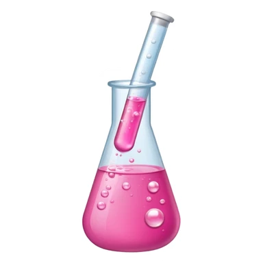 pink liquid in test tube simple bubbling tilted sticker