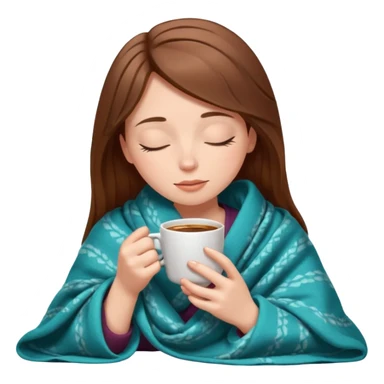brown-haired white girl inside a blanket sipping coffee eyes closed sticker